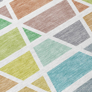 8 X 10 Mint Geometric Polyester Indoor Outdoor Rug Stain Resistant Washable