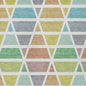 10 X 14 Mint Geometric Polyester Area Rug Washable Stain Resistant Indoor Outdoor