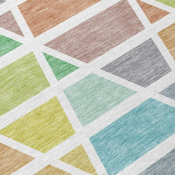10 X 14 Mint Geometric Polyester Area Rug Washable Stain Resistant Indoor Outdoor