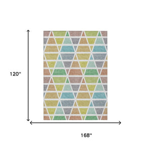10 X 14 Mint Geometric Polyester Area Rug Washable Stain Resistant Indoor Outdoor