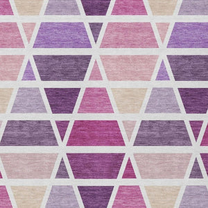 5 X 8 Geometric Polyester Area Rug Washable Pink Design for Patio or Living Room