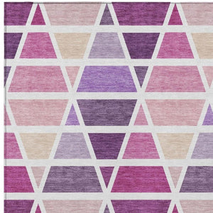 8 Ft X 10 Ft Pink Geometric Polyester Area Rug Washable for Patio or Living Room