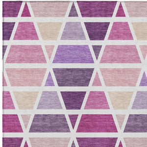 10 Ft X 14 Ft Geometric Polyester Indoor Outdoor Rug Pink Washable Patio Decor