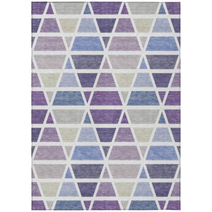 HomeRoots 5 X 8 Purple Geometric Polyester Area Rug Washable Stain Resistant Indoor Outdoor 739416