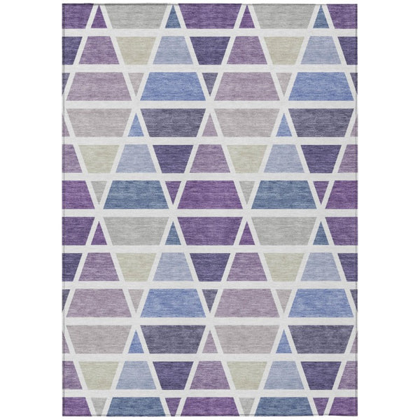 HomeRoots 10 X 14 Plum Purple Geometric Polyester Area Rug Washable for Indoor Outdoor Use 739420