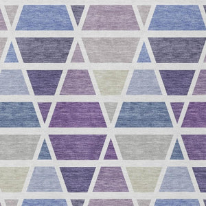 10 X 14 Plum Purple Geometric Polyester Area Rug Washable for Indoor Outdoor Use