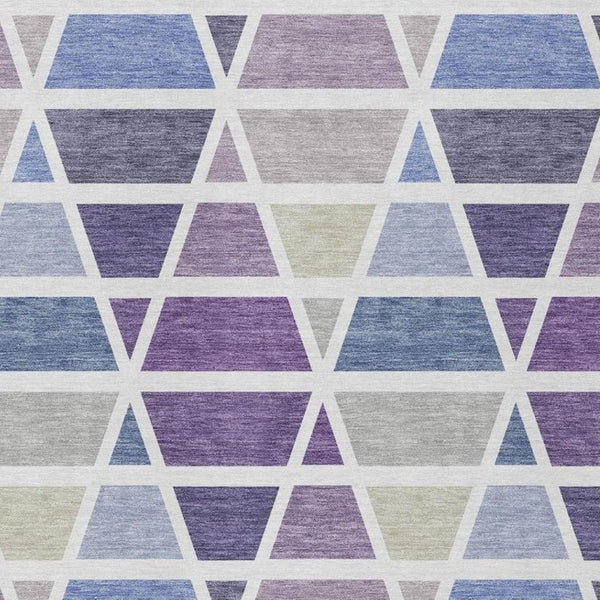 10 X 14 Plum Purple Geometric Polyester Area Rug Washable for Indoor Outdoor Use