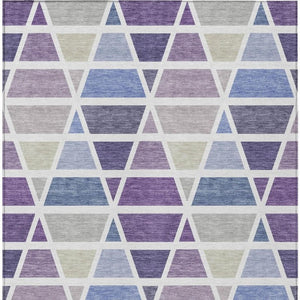 10 X 14 Plum Purple Geometric Polyester Area Rug Washable for Indoor Outdoor Use