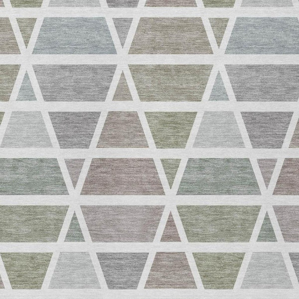 5 X 8 Geometric Taupe Brown Polyester Area Rug Washable for Patio or Living Room