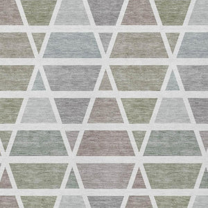 8 Ft X 10 Ft Taupe Brown Geometric Polyester Washable Rug for Patio or Living Room
