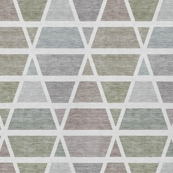 8 Ft X 10 Ft Taupe Brown Geometric Polyester Washable Rug for Patio or Living Room