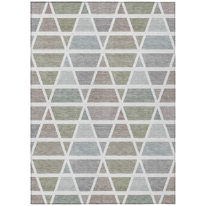 HomeRoots 9x12 Geometric Taupe Brown Polyester Area Rug Washable for Indoor Outdoor Use 739431