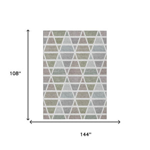 9x12 Geometric Taupe Brown Polyester Area Rug Washable for Indoor Outdoor Use