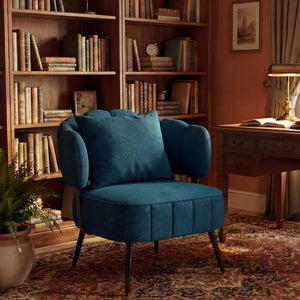English Elm Decorative Chenille Barrel Tub Chair with Pocket Coil Cushion for Cozy Reading Nooks Blue W5188P462024
