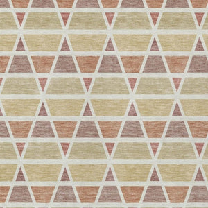 8x10 Copper Orange Geometric Polyester Area Rug Washable for Indoor Outdoor Use