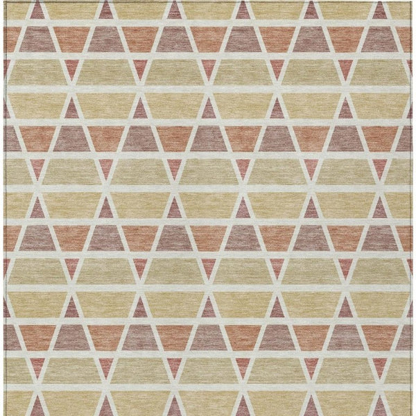 8x10 Copper Orange Geometric Polyester Area Rug Washable for Indoor Outdoor Use