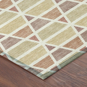 8x10 Copper Orange Geometric Polyester Area Rug Washable for Indoor Outdoor Use
