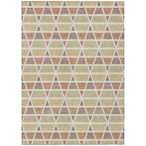 HomeRoots 9x12 Geometric Copper Orange Polyester Area Rug Washable Indoor Outdoor Patio 739443