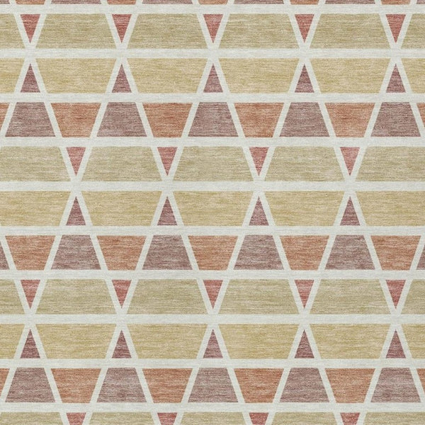 9x12 Geometric Copper Orange Polyester Area Rug Washable Indoor Outdoor Patio