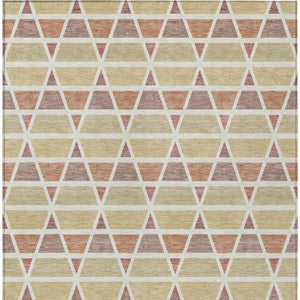 9x12 Geometric Copper Orange Polyester Area Rug Washable Indoor Outdoor Patio