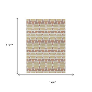 9x12 Geometric Copper Orange Polyester Area Rug Washable Indoor Outdoor Patio