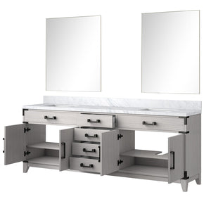 English Elm White Oak Double Bath Vanity With Carrara Marble Top & 36" Mirrors - Elegant Storage Solution B2731S01625-GIGA