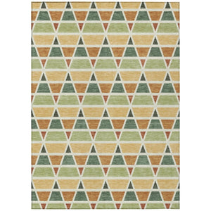 HomeRoots 9x12 Fern Green Geometric Polyester Area Rug Washable Stain Resistant Indoor Outdoor 739449