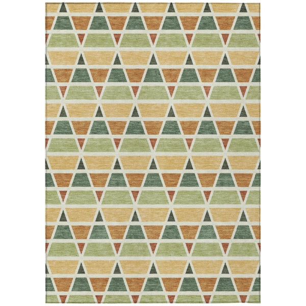 HomeRoots 9x12 Fern Green Geometric Polyester Area Rug Washable Stain Resistant Indoor Outdoor 739449