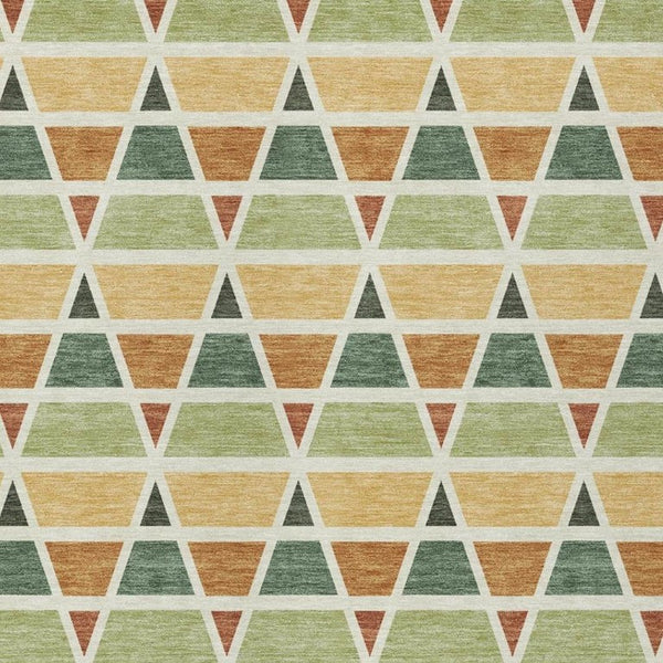 9x12 Fern Green Geometric Polyester Area Rug Washable Stain Resistant Indoor Outdoor