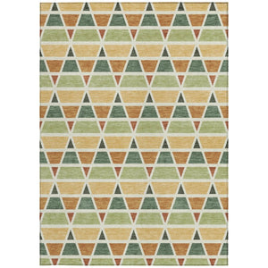 9x12 Fern Green Geometric Polyester Area Rug Washable Stain Resistant Indoor Outdoor
