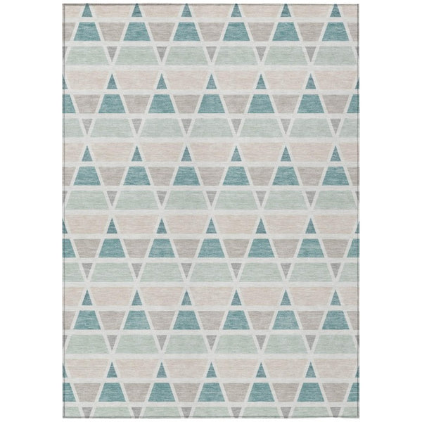 HomeRoots 8 Ft X 10 Ft Geometric Polyester Indoor Outdoor Rug Stain Resistant Washable 739454