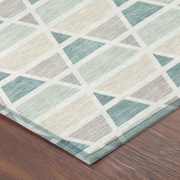 8 Ft X 10 Ft Geometric Polyester Indoor Outdoor Rug Stain Resistant Washable