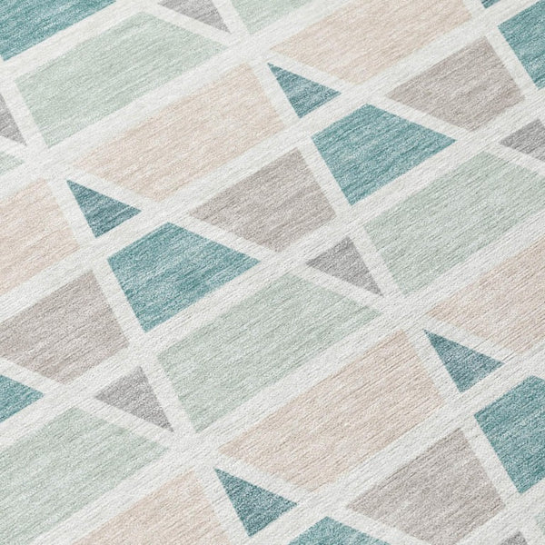 8 Ft X 10 Ft Geometric Polyester Indoor Outdoor Rug Stain Resistant Washable