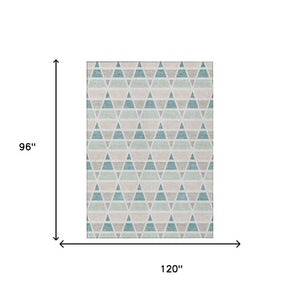 8 Ft X 10 Ft Geometric Polyester Indoor Outdoor Rug Stain Resistant Washable