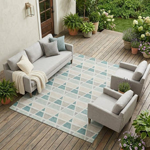 9 X 12 Mint Geometric Polyester Area Rug Washable Stain Resistant Indoor Outdoor
