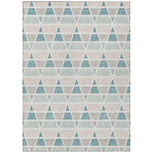 HomeRoots 9 X 12 Mint Geometric Polyester Area Rug Washable Stain Resistant Indoor Outdoor 739455