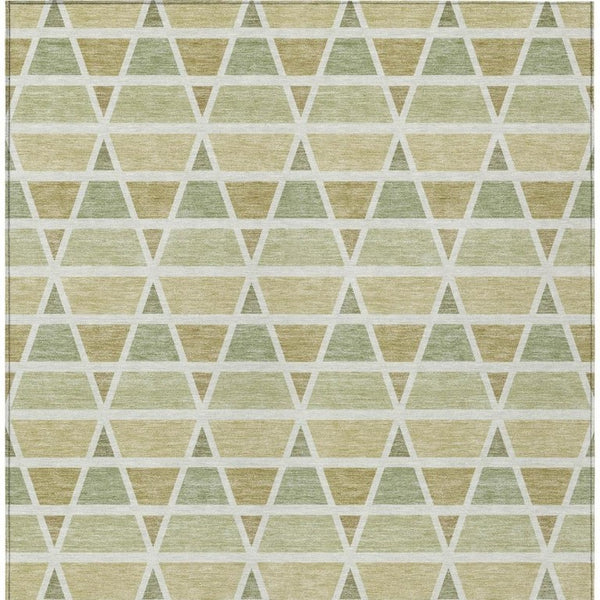 5 X 8 Sage Green Geometric Polyester Area Rug Washable Stain Resistant Indoor Outdoor