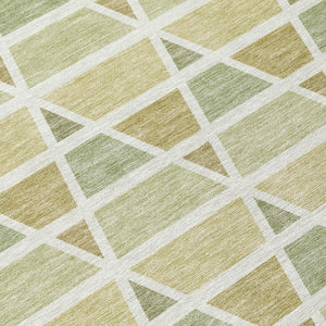 8 X 10 Sage Green Geometric Polyester Area Rug Washable Stain Resistant Indoor Outdoor