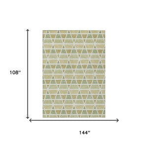 9 X 12 Sage Green Geometric Polyester Area Rug Washable Stain Resistant Patio