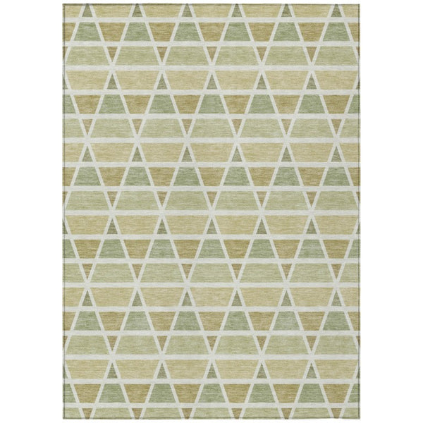 HomeRoots 10 X 14 Sage Green Geometric Polyester Area Rug Washable for Patio and Living Room 739468