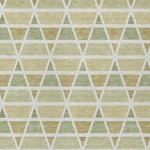10 X 14 Sage Green Geometric Polyester Area Rug Washable for Patio and Living Room