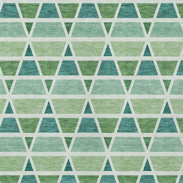 5x8 Teal Green Geometric Polyester Area Rug Washable Stain Resistant Indoor Outdoor