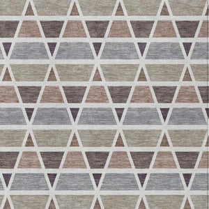 5 X 8 Geometric Taupe Brown Polyester Area Rug Washable Stain Resistant Indoor Outdoor