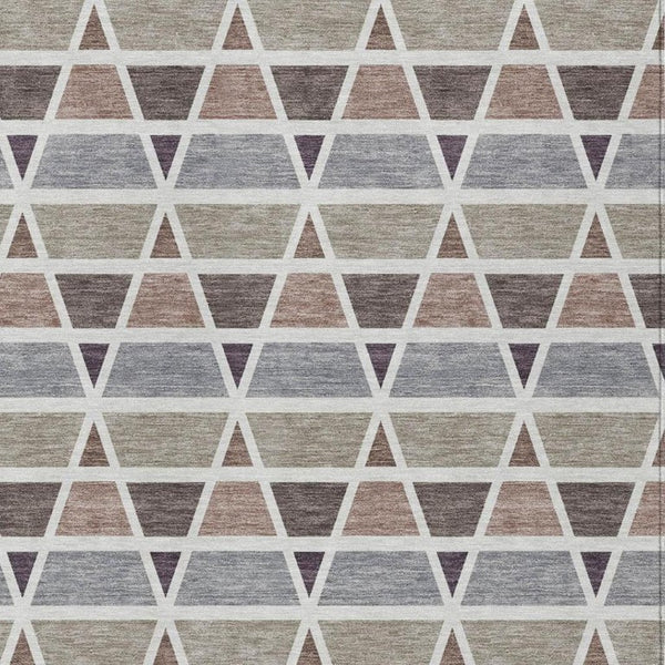 5 X 8 Geometric Taupe Brown Polyester Area Rug Washable Stain Resistant Indoor Outdoor