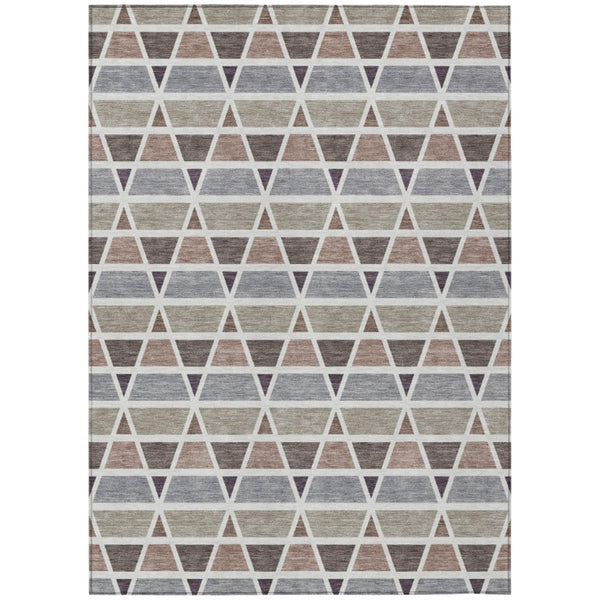 HomeRoots 8 X 10 Taupe Brown Geometric Polyester Area Rug Washable for Patio and Living Room 739478