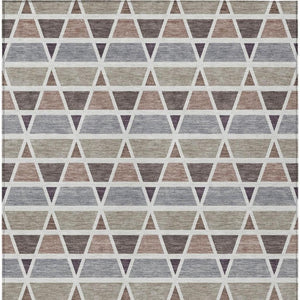 8 X 10 Taupe Brown Geometric Polyester Area Rug Washable for Patio and Living Room