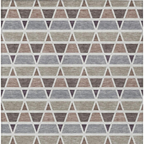 8 X 10 Taupe Brown Geometric Polyester Area Rug Washable for Patio and Living Room