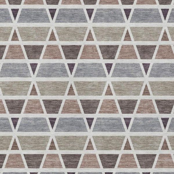 10 X 14 Taupe Brown Geometric Polyester Area Rug Washable Stain Resistant Indoor Outdoor