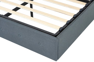 English Elm Queen Upholstered Storage Bed with Hydraulic Lift, Wingback Headboard, USB Ports & Deep Stash Dark Gray W1960S00006