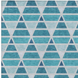 5x8 Teal Turquoise Geometric Polyester Area Rug Washable for Indoor Outdoor Use